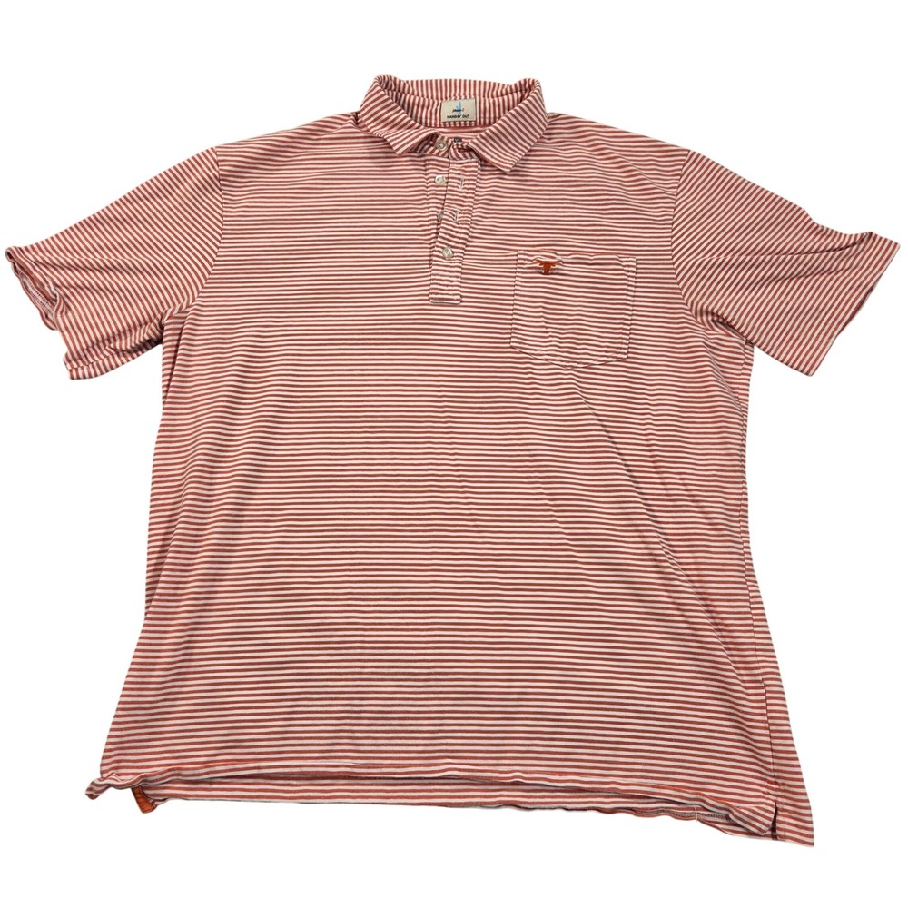 Johnnie-O Texas Longhorns Polo Shirt Mens XL Orange White Striped Hangin Out